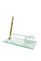 Şeffaf Cam Masa İsimlik Kalemli