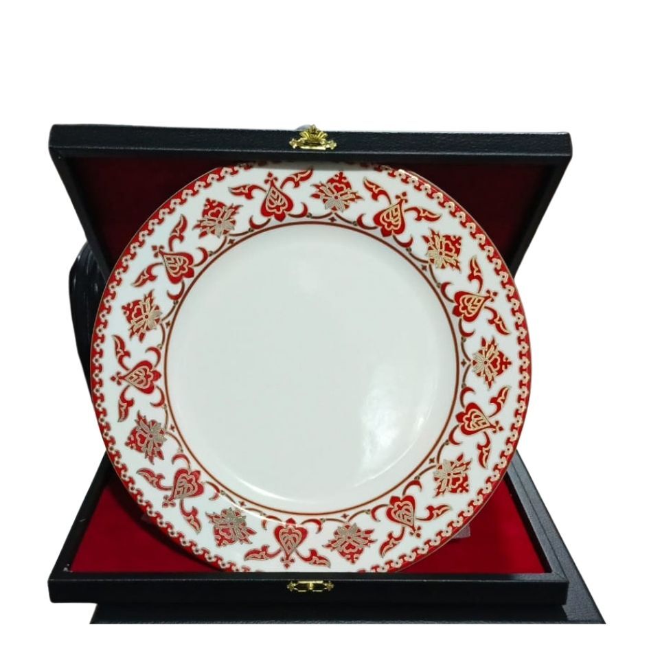 Porselen Tabak Plaket (Kırmızı, Mavi)